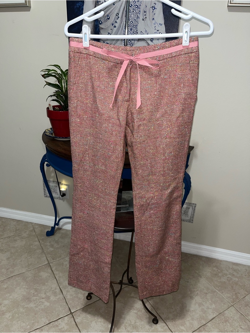Tocca Tweed Wool Blend - Silk Lining Pink Pants - 2